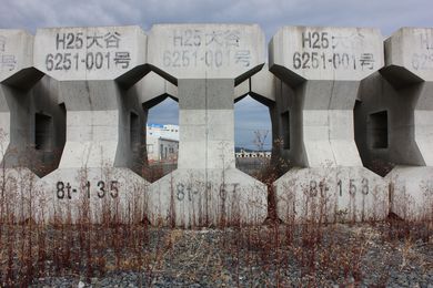 Concrete breakwaters awaiting deployment at Hashikami, Japan. 