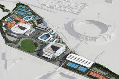 The redevelopment of the Melbourne Park sports precinct.