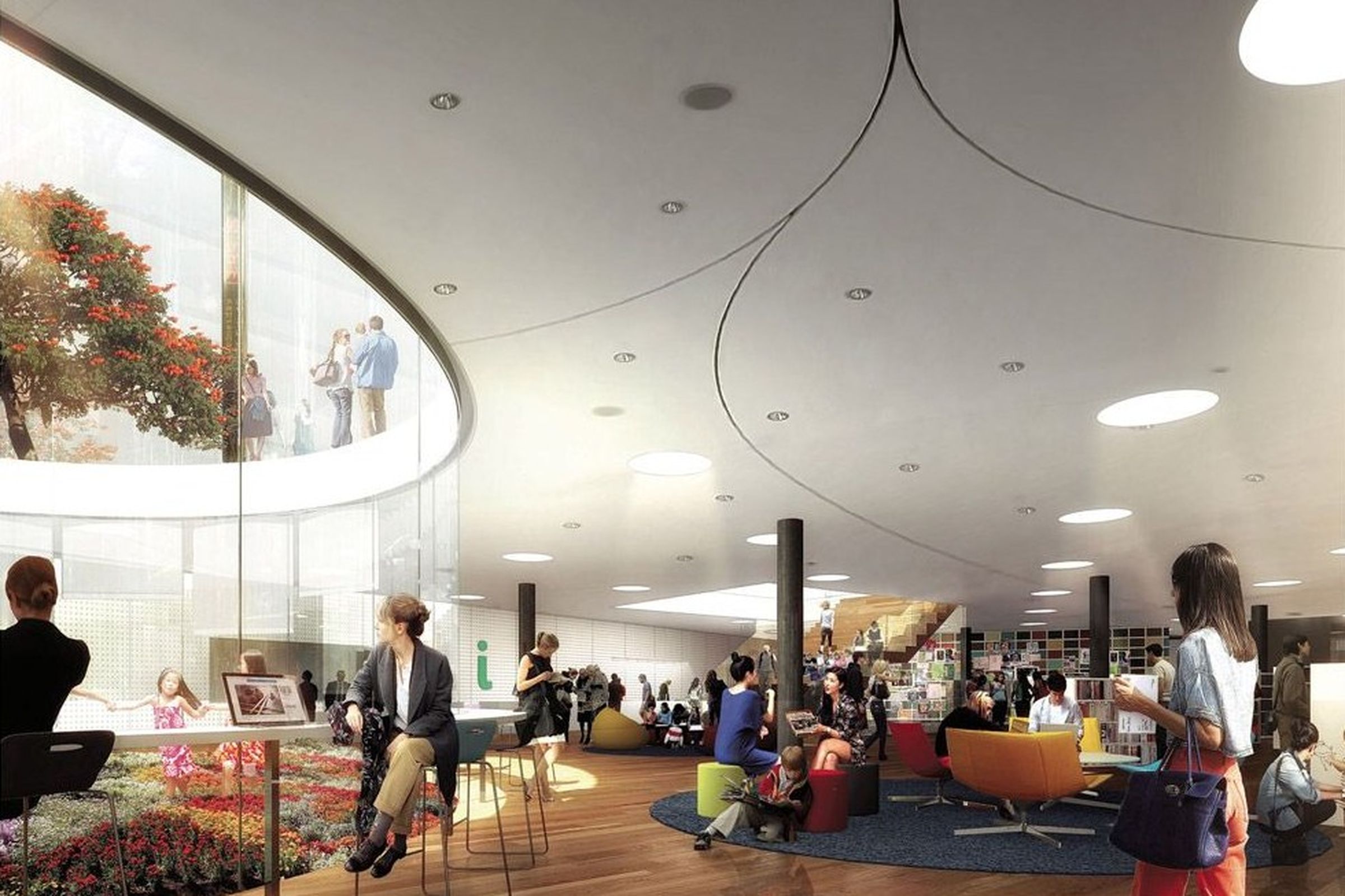 Library Green Ramp Green Square Library & Plaza unveiled | ArchitectureAu