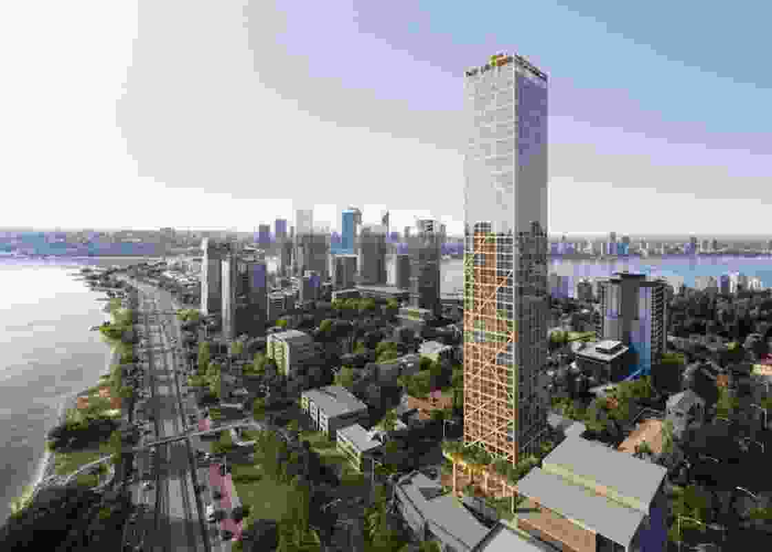 C6 Perth designed by Fraser and Partners will be a 183-metre-tall hybrid timber tower.