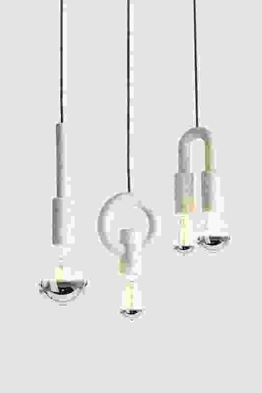 I-O-N pendants show off the light bulbs.