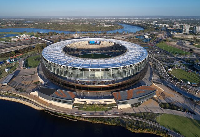 Optus Stadium by Hassell, Cox and HKS.