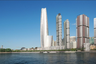 The under-construction Crown Resorts tower by Wilkinson Eyre.