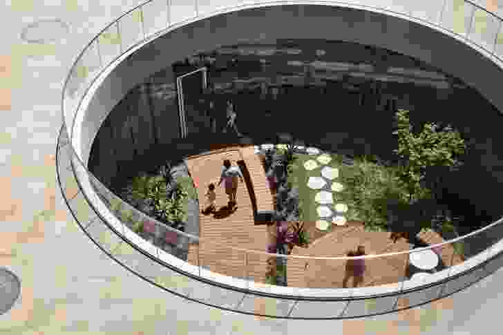 Locating the library underground maximizes  the space available for the public plaza and disrupts the traditional hierarchy of building and plaza.