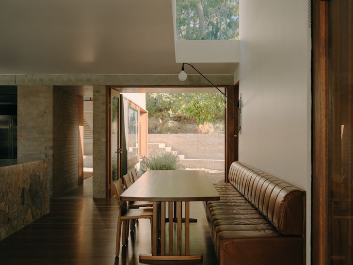 The stepped roofline of the lounge, expressed internally and externally, adds a sculptural dimension to Stuartholme House by Nielsen Jenkins with Michael Lumby.