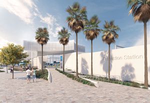The updated design for Frankston Station by Genton Architecture and McGregor Coxall.