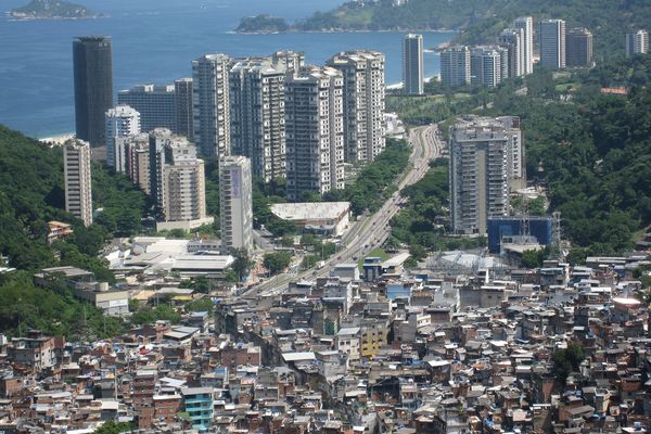 Rocinha Favela in Brazil. In the global south, if you live in a city there is a one-in-three chance that you live in a slum.