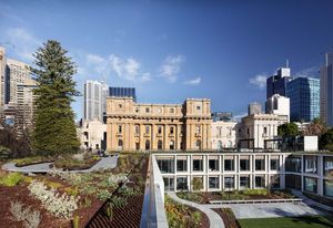 Parliament of Victoria Members' Annexe by Peter Elliott Architecture and Urban Design, winner of the Allan and Beth Coldicutt Award for Sustainable Architecture at the 2019 Victorian Architecture Awards.