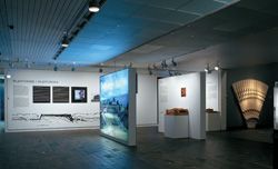 View of the ‘Platforms’ section of Jørn Utzon: the
Architect’s Universe, with the Sydney Opera House
as the focus.