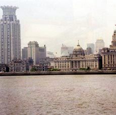 Looking across the Huangpu river to the Bund from the Pudong New Area. Photographs John Gollings.