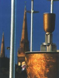 Detail of the Field of Bells by Swaney Draper with Anton Hassell, Neil McLachlan and Nathan Thompson, winner of the Architectural Steel
Design Award in the AISC Steel Awards.