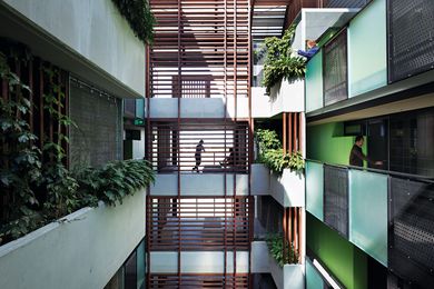 The Constance Street Affordable Housing scheme features two blocks placed on either side of an open-air atrium.