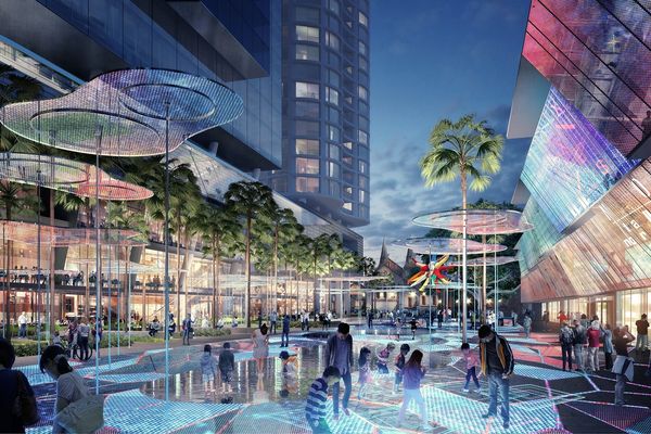 The proposed “interactive digital carpet” in the Parramatta Square public domain by James Mather Delaney Design, Taylor Cullity Lethlean, Tonkin Zulaikha Greer and Gehl Architects