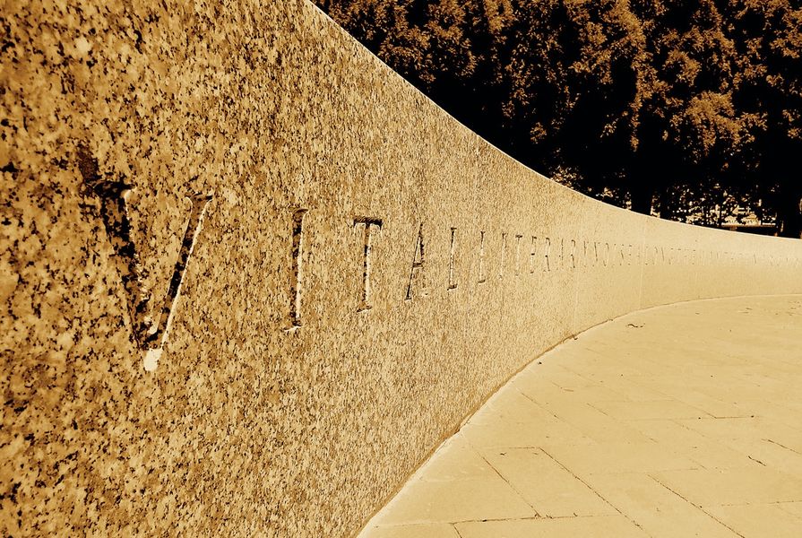 Lewis’s lettering is engraved 8 mm into the granite benches.