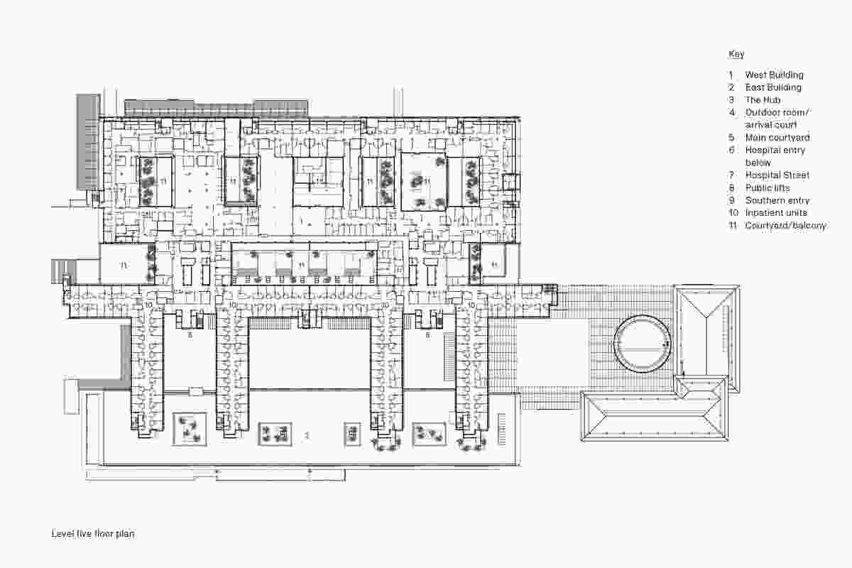 Level five floor plan of Sunshine Coast University Hospital by Architectus and HDR.
