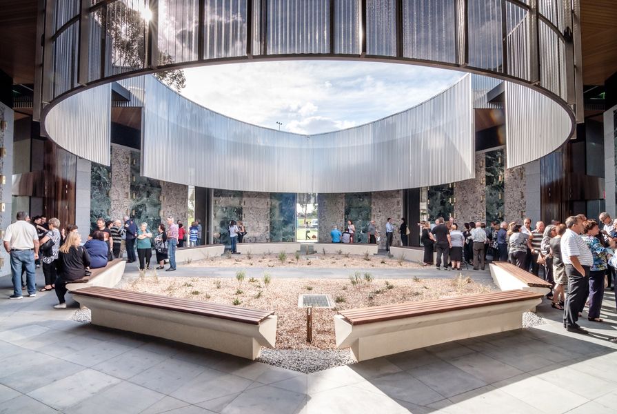 Atrium of Holy Angels Mausoleum by Harmer Architecture.