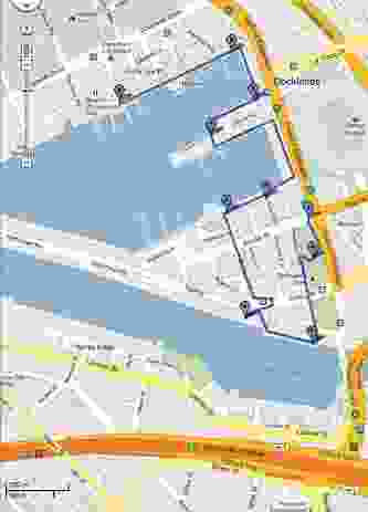 A map of stops along the Docklands SoundWalk in Melbourne.