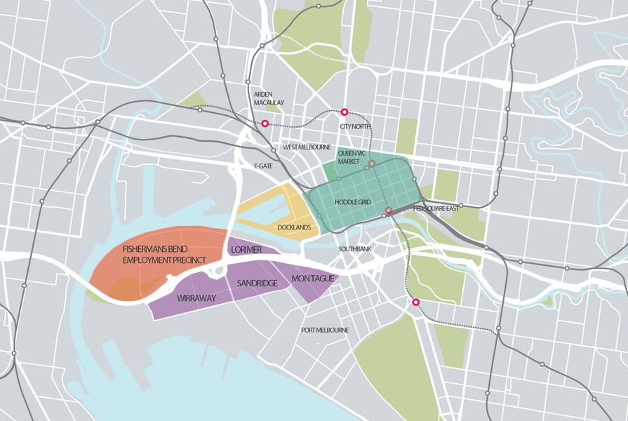 Map of Fishermans Bend.