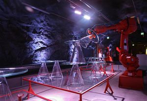 Glass Elephant’s robots cleaned and staked glass objects with mammoth power and precision.
