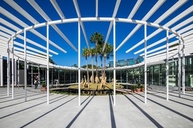 The new Calyx structure designed by PTW Architects and McGregor Coxall in the Royal Botanic Gardens Sydney.