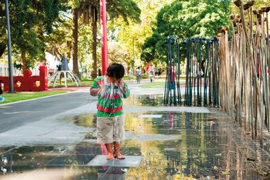 A waterplay playground by artist Fiona Foley and Urban Art Projects within the Redfern Park
Upgrade by Spackman Mossop Michaels with
BVN and the City of Sydney.