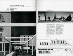 The 1960s saw a focus on ‘objective criticism’. Dramatically photographed buildings were written about in a straightforward manner which emphasized the competence and professionalism of the architect. Ancher Mortlock and Woolley’s Community Housing, Architecture in Australia, March 1965.