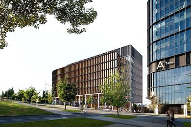 The proposed hybrid timber commercial office building at Constitution Place designed by Bates Smart.