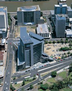  Aerial view looking south-west towards the river. The Roma Street Parklands are in the foreground. Image: Stefan Jannides.