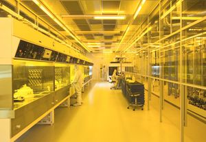 Nanofabrication clean room at the Engineering Science Building, University of California Santa Barbara.