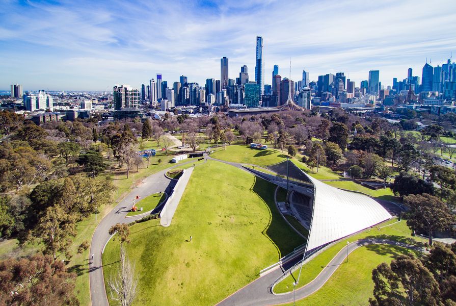 Sidney Myer Music Bowl by Barry Patten of Yuncken Freeman, Griffiths and Simpson, completed in 1959.