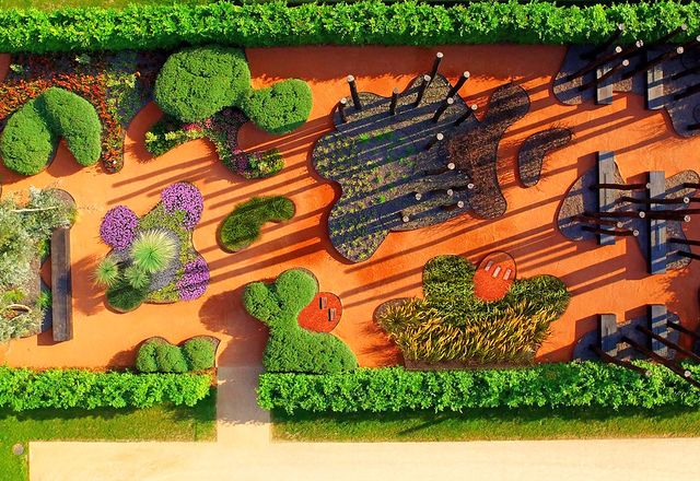 Aerial view of Taylor Cullity Lethlean’s garden Cultivated by Fire, Australia’s contribution to the 2017 International Horticultural Exhibition (Internationale Gartenausstellung) in Berlin.

