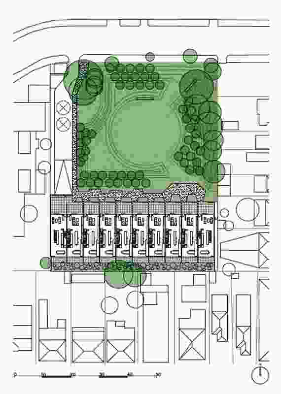 Site plan for Heller Street Park and Residences by Six Degrees Architects.