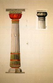 Waratah column, two types of capitals, watercolour by Lucien Henry.