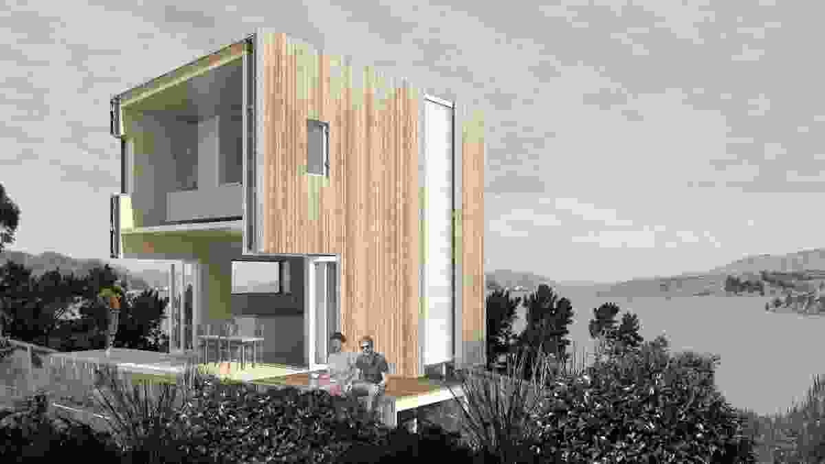 An artist's impression of the Warrander Studio - New Zealand's first building to use a digitally prefabricated cassette panel cladding system.