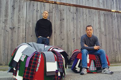 Humberto (left) and Fernando Campana (right) with Sushi chairs for Edra.