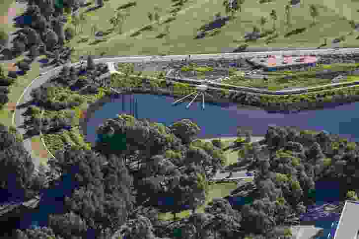 Aerial perspective of Sydney Park. 