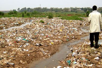 Kibera Public Space Project 01 site in 2006, before the Kounkuey Design Initiative began.