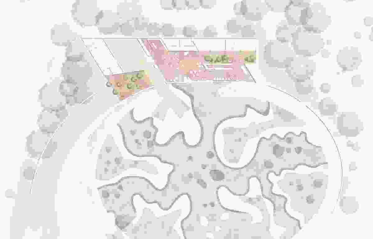 Site plan of the Southern Highlands Botanic Gardens visitor centre by John Wardle Architects.