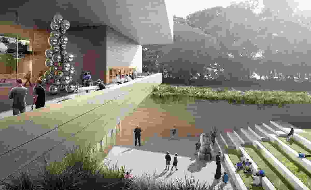 The proposed Chau Chak Wing Museum by Johnson Pilton Walker will include a cafe terrace and courtyard.