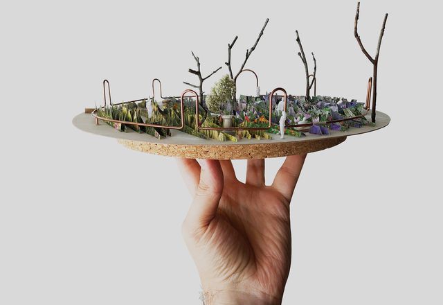 A model of the Healing Garden at the Heide Museum of Modern Art. For Openwork, models have value as beautiful objects that can advocate for ideas.
