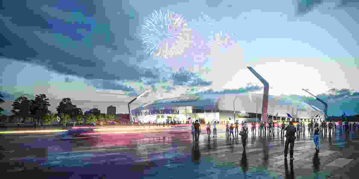 Concept of the proposed Dandenong Stadium by Cox Architecture.